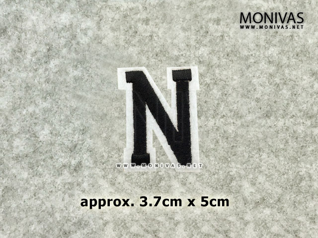 Black Alphabet Letter N Iron On Patch
