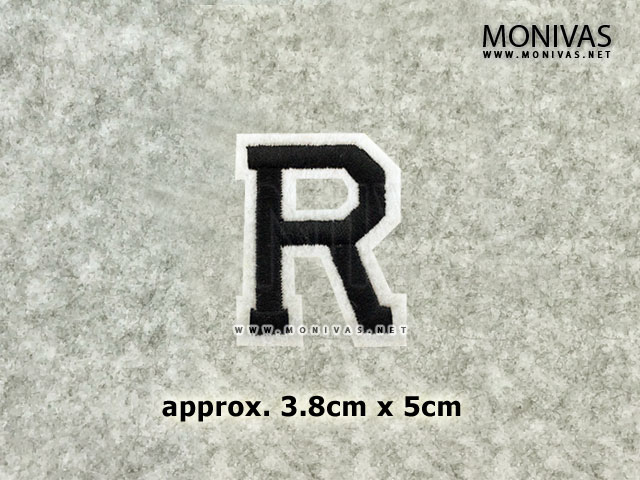 Black Alphabet Letter R Iron On Patch