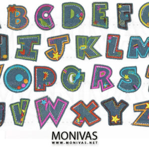 Denim Alphabet Iron On Patch (A-Z)