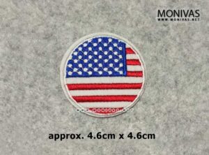 Round USA Flag Iron On Patch