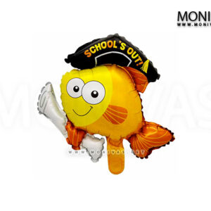Mini School's Out Fish Foil Balloon