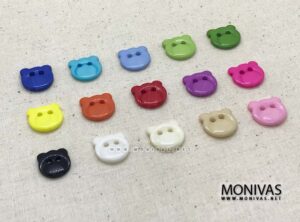 Colorful Bear Head PVC Buttons (8pcs)