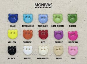 Colorful Bear Head PVC Buttons (8pcs)