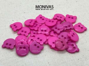 Hot Pink Bear Head PVC Buttons (8pcs)