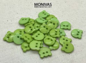 Lime Green Bear Head PVC Buttons (8pcs)