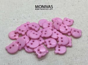 Pink Bear Head PVC Buttons (8pcs)