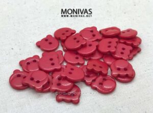 Red Bear Head PVC Buttons (8pcs)