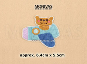 Bear on Aeroplane Iron On Patch