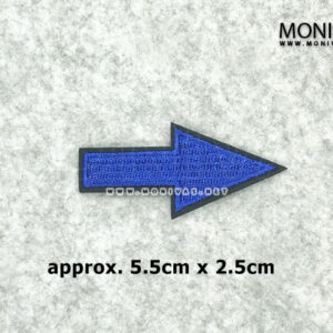 Blue Directional Arrow Iron On Patch