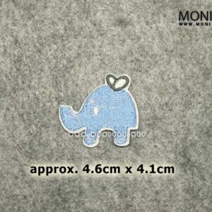 Small Blue Elephant Iron On Patch