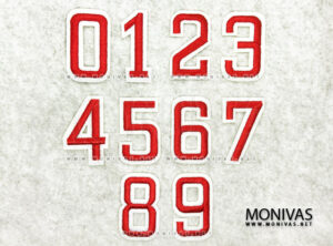 Solid Red Numeric Number Iron On Patch (0-9)