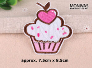 Cherry Heart Cupcake Iron On Patch