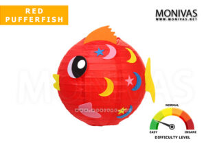 Red Pufferfish Paper Lantern DIY Crafting Kit (with LED Light and Handle)