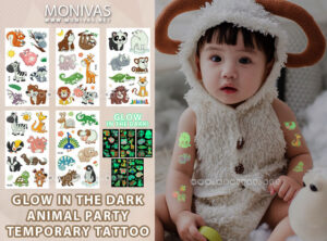 Glow in the Dark Animal Party Temporary Tattoo Sticker Set (5pcs)