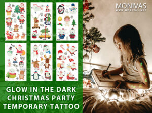 Glow in the Dark Christmas Party Temporary Tattoo Sticker Set (6pcs)