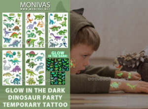 Glow in the Dark Dinosaur Party Temporary Tattoo Sticker Set (5pcs)