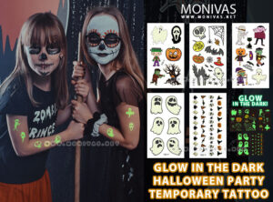 Glow in the Dark Halloween Party Temporary Tattoo Sticker Set (5pcs)