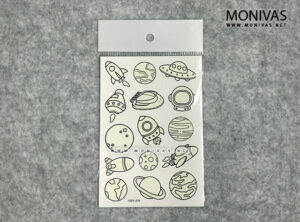 Glow in the Dark Outer Space Theme Temporary Tattoo Sticker Set (6pcs)