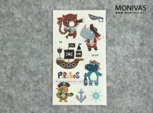 Glow in the Dark Pirate Party Temporary Tattoo Sticker Set (5pcs)