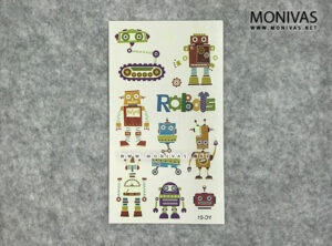 Glow in the Dark Robot Party Temporary Tattoo Sticker Set (5pcs)