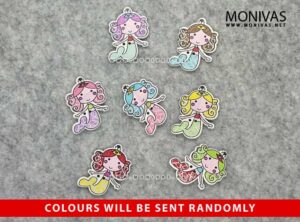 Mermaid Decorative Wooden Buttons (Mixed Colors, 6pcs)