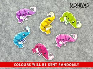 Shrimp Prawn Decorative Wooden Buttons (Mixed Colors, 6pcs)