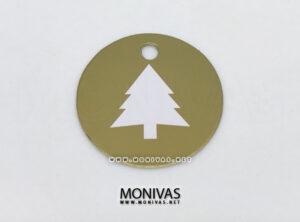Round Christmas Tree Printed Gift Tags – Gold (12pcs)