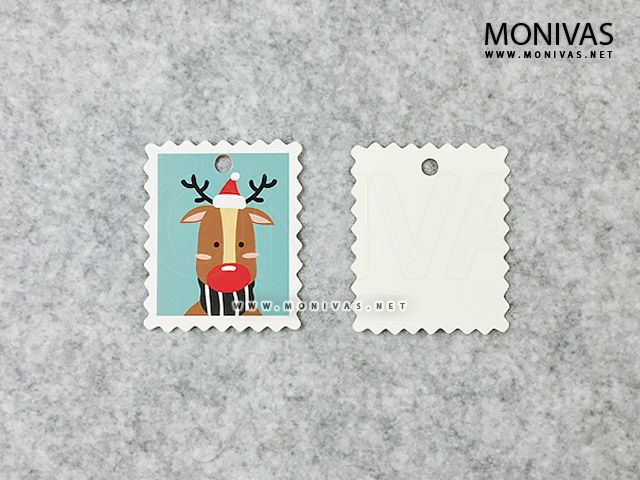 Christmas Reindeer Postage Stamp Printed Gift Tags