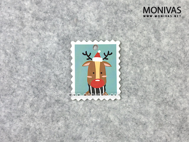 Christmas Reindeer Postage Stamp Printed Gift Tags