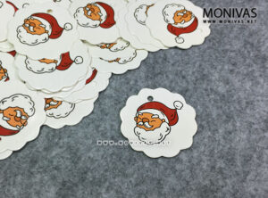 Santa Claus Mini White Scallop Printed Gift Tags (12pcs)