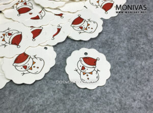 Snowman Mini White Scallop Printed Gift Tags (12pcs)